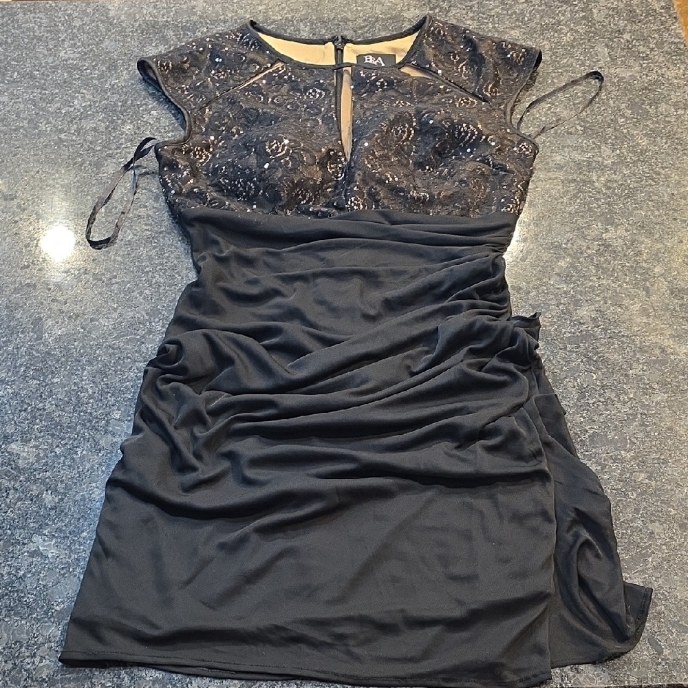 Betsy & Adam Black Sequin Mini Dress